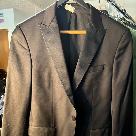 Hugo Boss Trabaldo Togna Super 120 Virgin Wool Black Suit Jacket SZ 38S - Picture 1 of 6